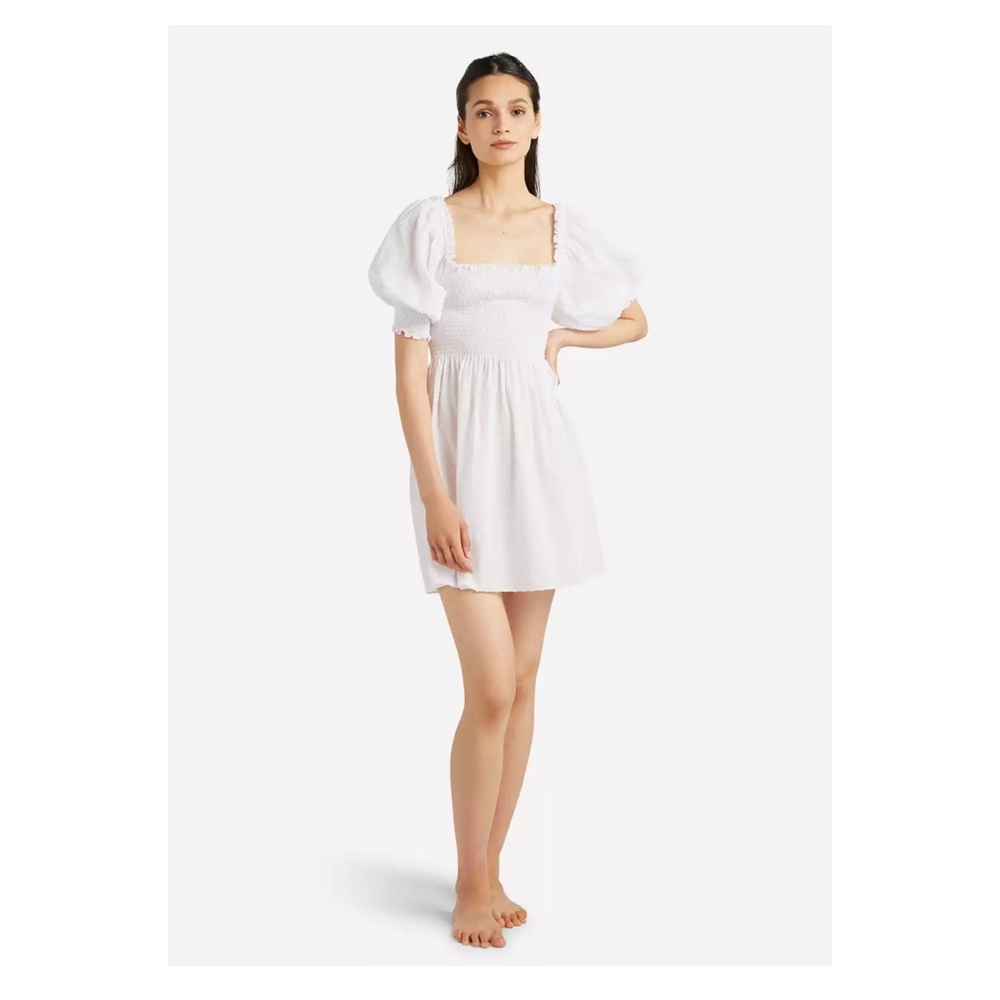 New! HILL HOUSE Swiss Dot Babydoll Mini Dress - Picture 5 of 13